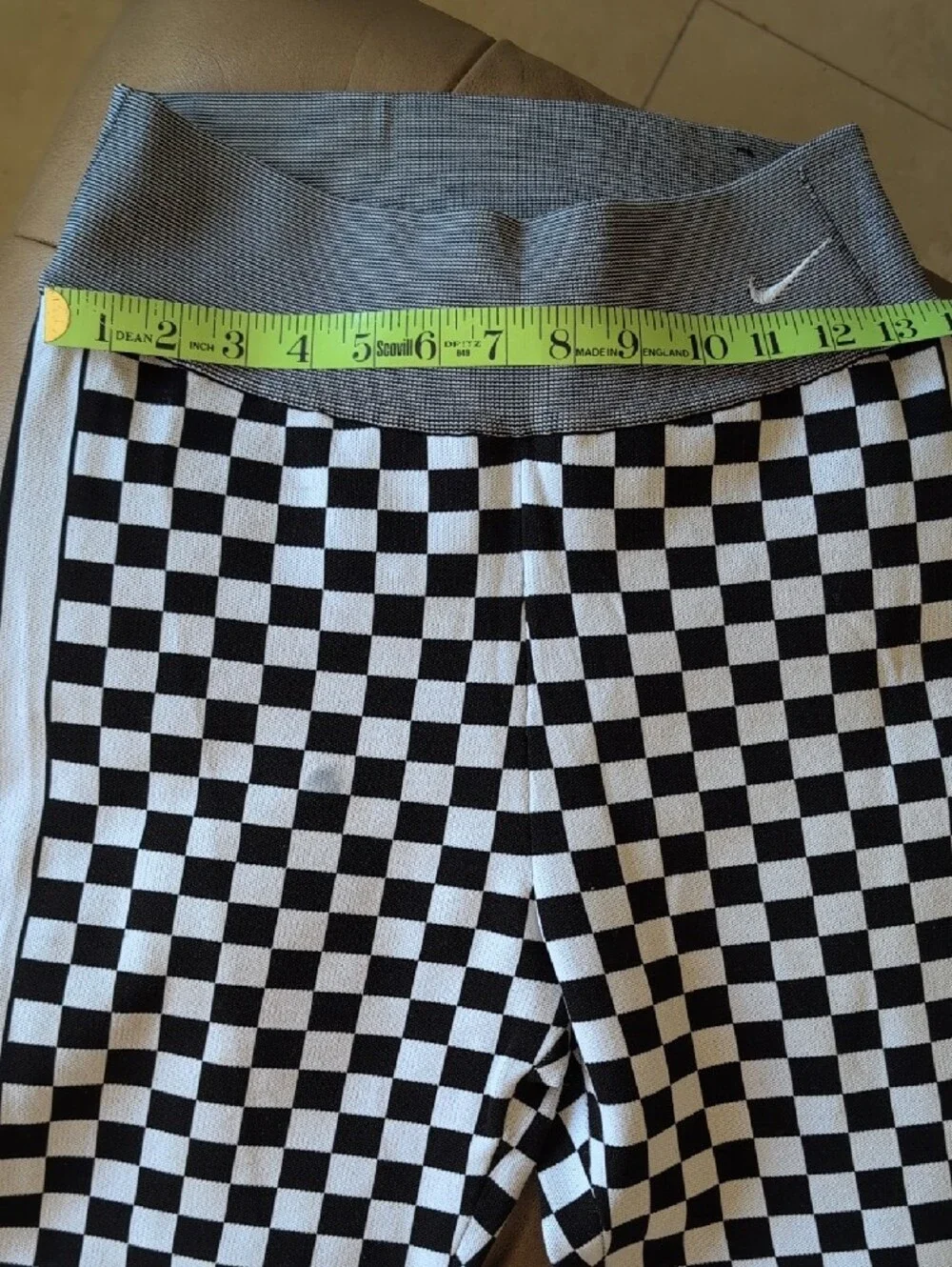 Nike Black & White Checkered Leggings with Side Stripe